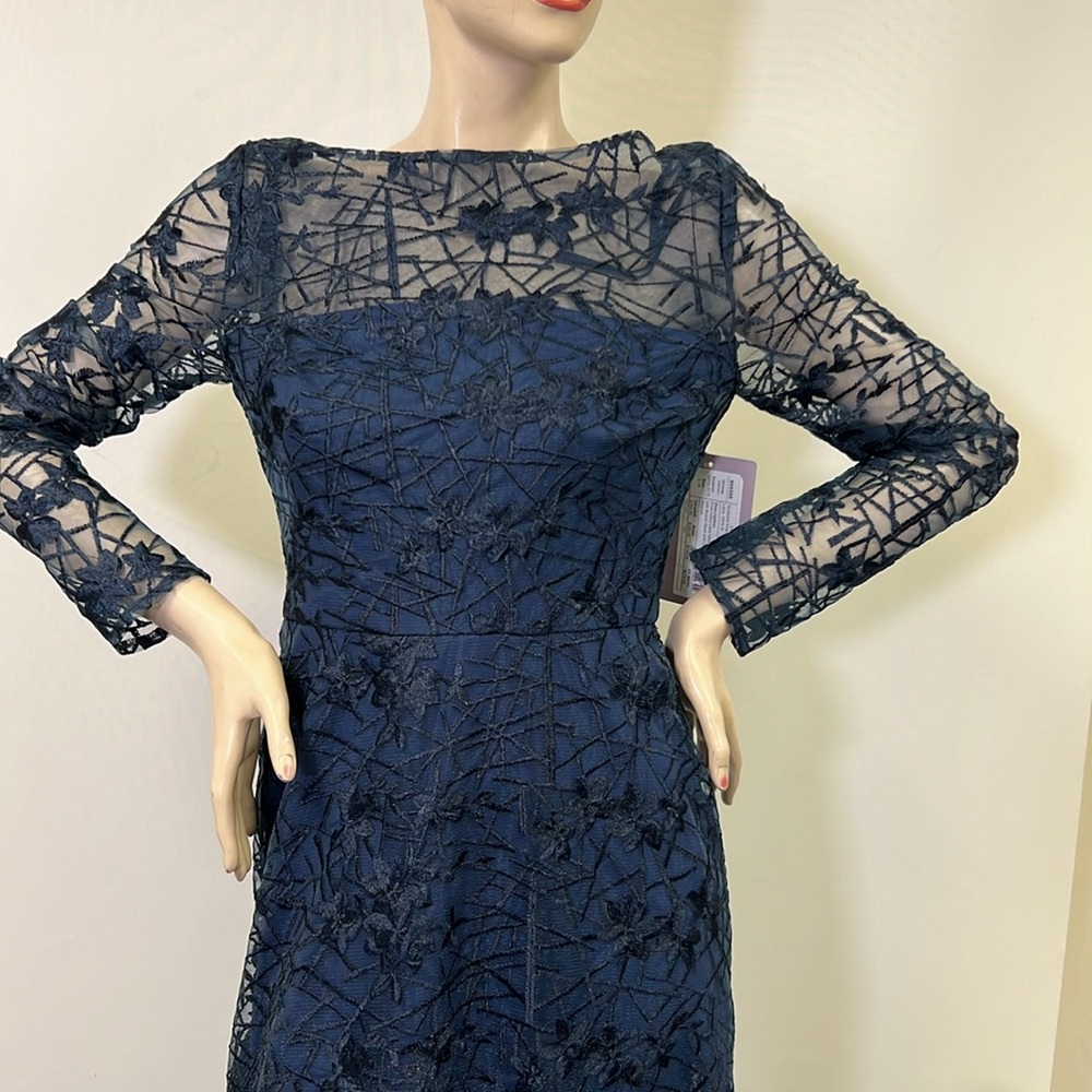 JS collections long sleeves panel lace illusion aline long Gown - Picture 16 of 17